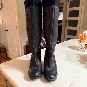 Timberland Black Leather Knee-High Heeled Boots